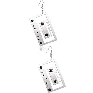 Cassette Dangle Earrings, silver